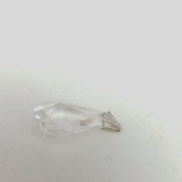 Vintage Clear Glass Pendant with Silver Tone Bail, Retro Faceted Design, Estate - Picture 2 of 4